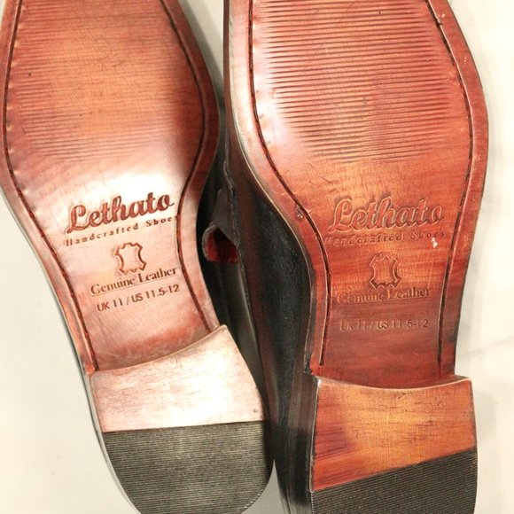 LETHATO Handcrafted Brushed Leather Mens Loafers Sz 11.5 US Men - Picture 11 of 12
